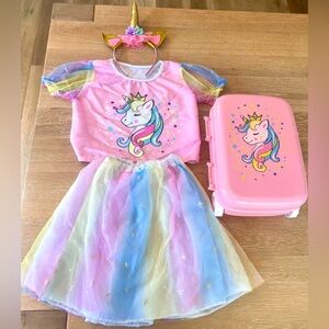 🦄🌈NWOT UNICORN SPARKLES COSTUME SET & MINI PLAY LUGGAGE🌈🦄